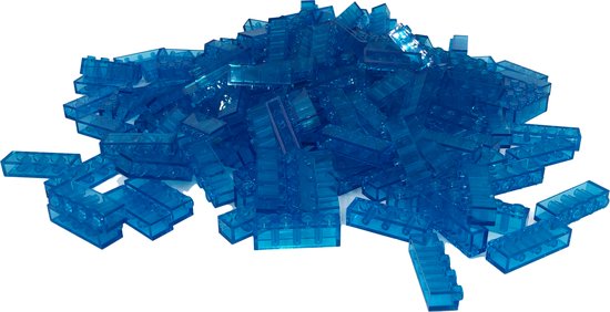 100 Bouwstenen 1x4 | Transparant Blauw | Compatibel met Lego Classic | Keuze uit vele kleuren | SmallBricks van SmallBricks