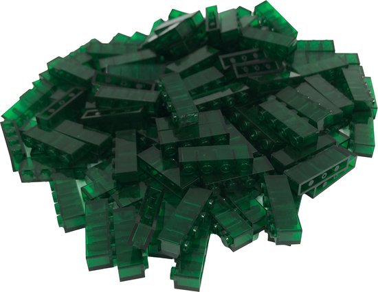 100 Bouwstenen 1x4 | Transparant Groen | Compatibel met Lego Classic | Keuze uit vele kleuren | SmallBricks van Merkloos