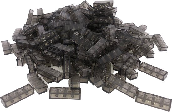 100 Bouwstenen 1x4 | Transparant Zwart | Compatibel met Lego Classic | Keuze uit vele kleuren | SmallBricks van SmallBricks