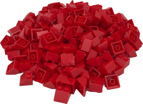 100 Bouwstenen 2x2 dakpan 45 graden | Rood | Compatibel met Lego Classic | Keuze uit vele kleuren | SmallBricks van Merkloos