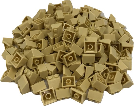 100 Bouwstenen 2x2 dakpan 45 graden | Tan | Compatibel met Lego Classic | Keuze uit vele kleuren | SmallBricks van Merkloos