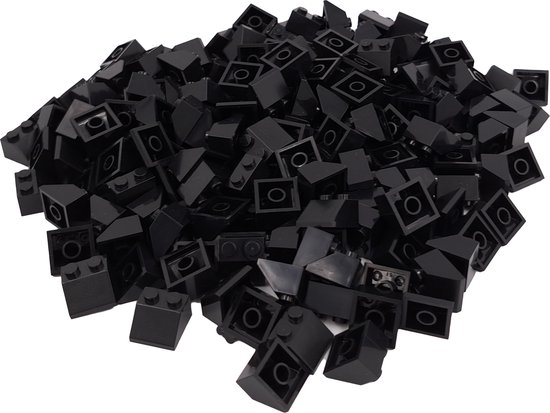100 Bouwstenen 2x2 dakpan 45 graden | Zwart | Compatibel met Lego Classic | Keuze uit vele kleuren | SmallBricks van Merkloos