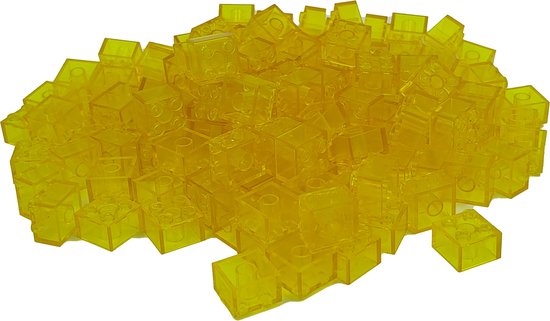 100 Bouwstenen 2x2 | Transparant Geel | Compatibel met Lego Classic | Keuze uit vele kleuren | SmallBricks van SmallBricks