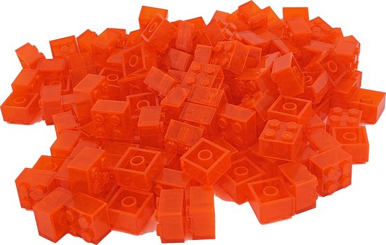 100 Bouwstenen 2x2 | Transparant Oranje | Compatibel met Lego Classic | Keuze uit vele kleuren | SmallBricks van SmallBricks