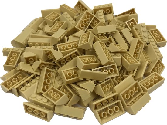 100 Bouwstenen 2x4 dakpan 45 graden | Tan | Compatibel met Lego Classic | Keuze uit vele kleuren | SmallBricks van Merkloos