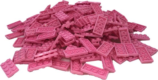 100 Bouwstenen 2x4 plate | Roze | Compatibel met Lego Classic | Keuze uit vele kleuren | SmallBricks van SmallBricks