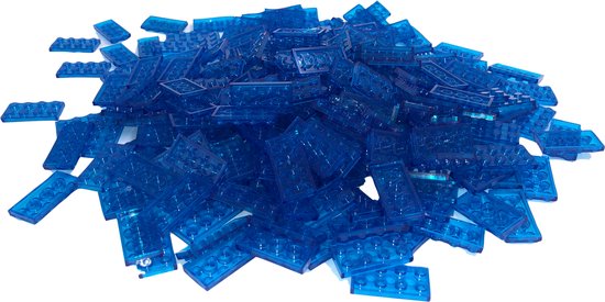 100 Bouwstenen 2x4 plate | Transparant Blauw | Compatibel met Lego Classic | Keuze uit vele kleuren | SmallBricks van SmallBricks
