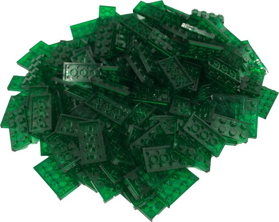 100 Bouwstenen 2x4 plate | Transparant Groen | Compatibel met Lego Classic | Keuze uit vele kleuren | SmallBricks van Merkloos