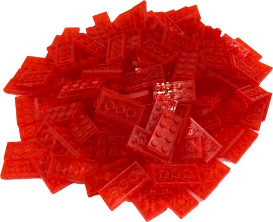 100 Bouwstenen 2x4 plate | Transparant Oranje | Compatibel met Lego Classic | Keuze uit vele kleuren | SmallBricks van SmallBricks
