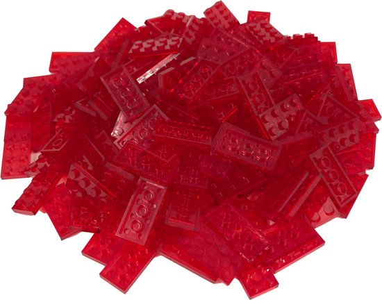 100 Bouwstenen 2x4 plate | Transparant Rood | Compatibel met Lego Classic | Keuze uit vele kleuren | SmallBricks van SmallBricks