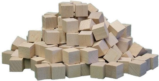 1000 Houten Blokjes van Beukenhout 30mm - Knutselmateriaal en Bouwstenen van Merkloos