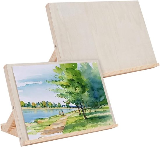 2-Pack 33x23CM Verstelbare Tafel Easel - Vintage Witte Houten Easel met 3 Verstelbare Hoeken voor Creatieve Schilderprojecten en DIY Ambachten van Merkloos