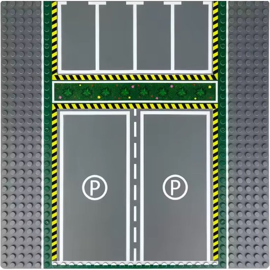 2 stuks City Parkeerplaats grondplaat- 25,5 x 25,5 cm | City wegplaat recht - bocht -Tsplitsing - kruising | combineer met Lego wegenplaten | grondplaten 32x32 noppen | afmeting25, 5 m x 25,5cm | auto's | Geschikt voor LEGO | wegplaat van FrideMave