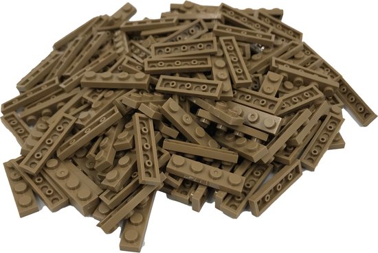 200 Bouwstenen 1x4 plate | Donkertan | Compatibel met Lego Classic | Keuze uit vele kleuren | SmallBricks van SmallBricks