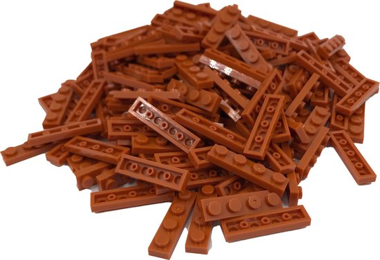 200 Bouwstenen 1x4 plate | Koffie | Compatibel met Lego Classic | Keuze uit vele kleuren | SmallBricks van SmallBricks