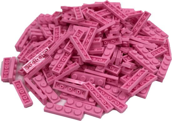 200 Bouwstenen 1x4 plate | Roze | Compatibel met Lego Classic | Keuze uit vele kleuren | SmallBricks van SmallBricks