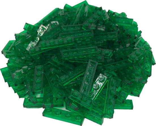 200 Bouwstenen 1x4 plate | Transparant Groen | Compatibel met Lego Classic | Keuze uit vele kleuren | SmallBricks van SmallBricks