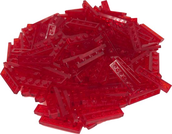 200 Bouwstenen 1x4 plate | Transparant Rood | Compatibel met Lego Classic | Keuze uit vele kleuren | SmallBricks van SmallBricks