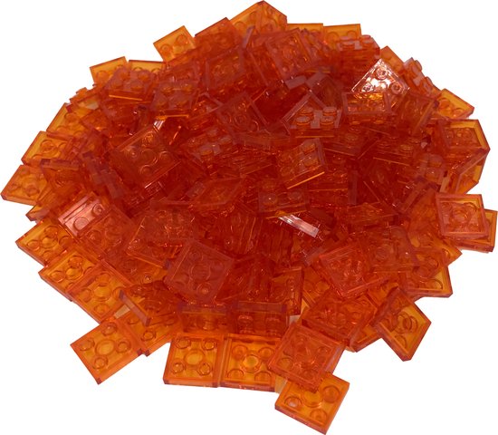 200 Bouwstenen 2x2 plate | Transparant Oranje | Compatibel met Lego Classic | Keuze uit vele kleuren | SmallBricks van SmallBricks