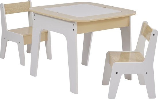 3-in-1 Kinder Tafel- en Stoelset - Wit van Ekodi.