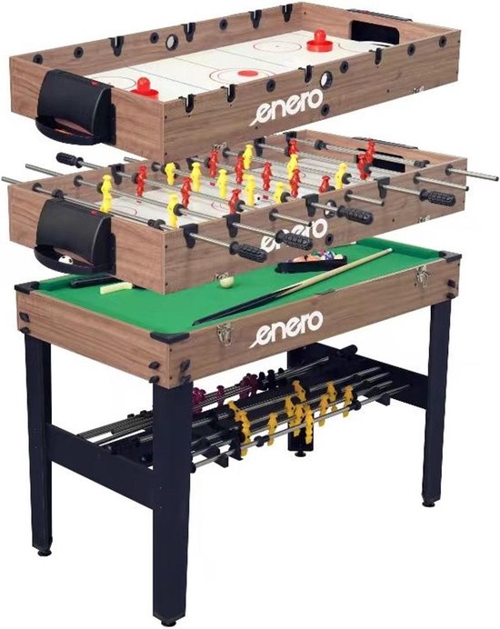 3-in-1 Speeltafel - biljart, tafelvoetbal, air hockey - 121x61x81 cm - verstelbare poten van Axer Sport