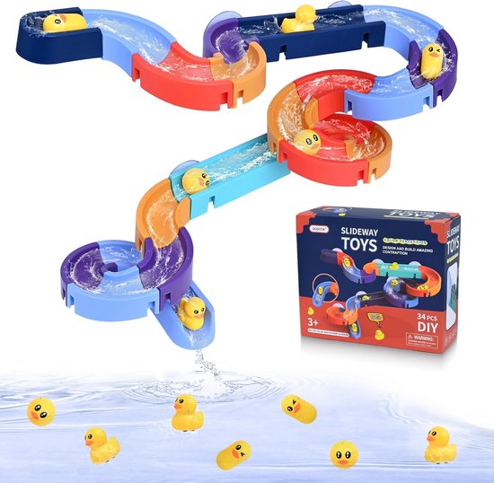 34-delige Knikkerbaan Bad Speelgoed met Zuignappen - Bouwbaar Water Speelset voor Kinderen van Merkloos