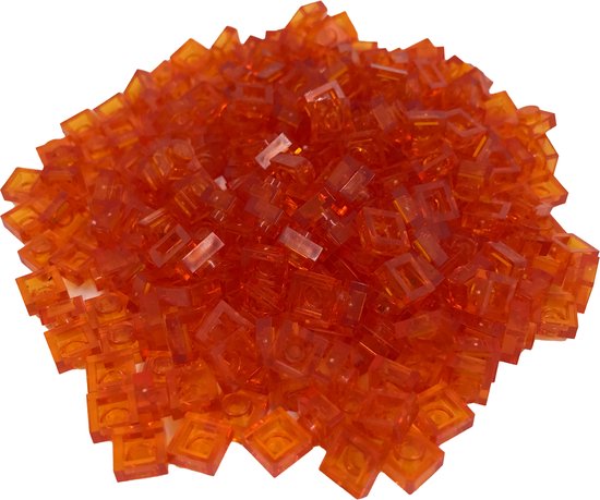 400 Bouwstenen 1x1 plate | Transparant Oranje | Compatibel met Lego Classic | Keuze uit vele kleuren | SmallBricks van SmallBricks
