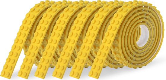 6x Sinji Play Stick & Brick - Flexibel Speelgoedtape - Lego Tape – Geschikt voor Lego City, Lego Creator, Lego Friends – Geel van Sinji