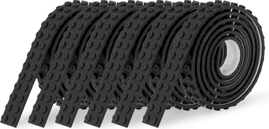 6x Sinji Play Stick & Brick - Flexibel Speelgoedtape - Lego Tape – Geschikt voor Lego City, Lego Creator, Lego Friends – Zwart van Sinji