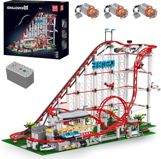 Achtbaan Bouwset - Pretpark Model - Creatief Bouwen - 3646 Onderdelen - 56 cm Hoog - Rood van Merkloos