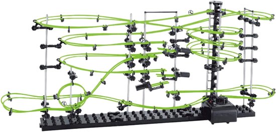 Achtbaan Labyrint - Kogelbaan Spel - Educatief Spelen - Batterij Aangedreven - 78 x 16 x 33 cm - Zwart Groen van Merkloos