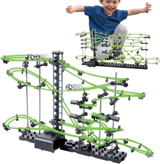 Achtbaanspeelgoed - Knikkerbaan Labyrint - Educatief Spelen - Met Batterijlift - 41 x 30 x 8 cm - Groen Zwart van Merkloos
