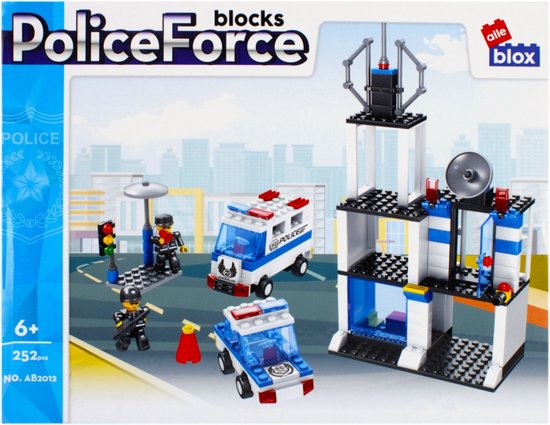 AlleBlox -  Politiebureau  - Bouwstenen Politiebureau - Kinderspeelgoed - 252 stukjes - 34x27x6 cm van AlleBlox