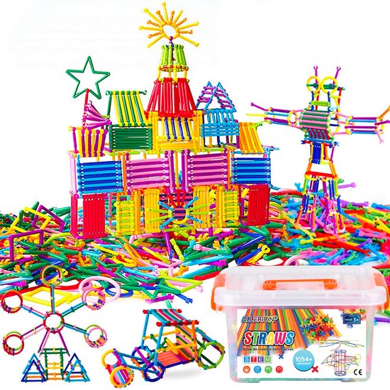Allerion Rietjes Bouwpakket – 1154-delig – Met veel Accessoires – Creatief Bouw Speelgoed voor Jongens en Meisjes – STEM-Speelgoed - Inclusief Opbergdoos van Allerion
