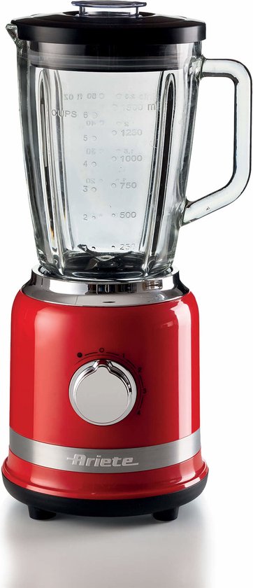 Ariete 0585/00 - Blender - 1.5 liter - 1000 W - glazen kan - RVS - pulse functie - ice crusher - rood van Ariete