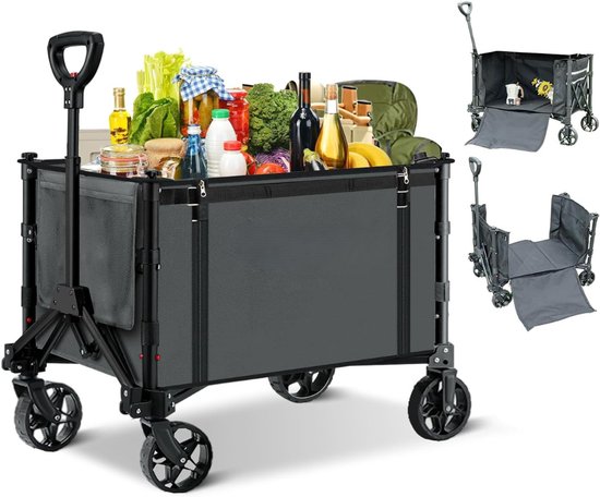 Aura® Bolderkap Opvouwbaar Luchtbanden - Bolderkar - Bolderkar Opvouwbaar - Grijs - 31cm x 44cm x 19cm van Aura®