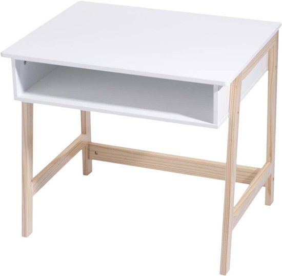 Aura® Kinderbureau - Kindertafel Met Opbergruimte – Activiteitentafel – Speeltafel - Schildertafel - Wit - 46cm x 58cm x 52cm van Aura®
