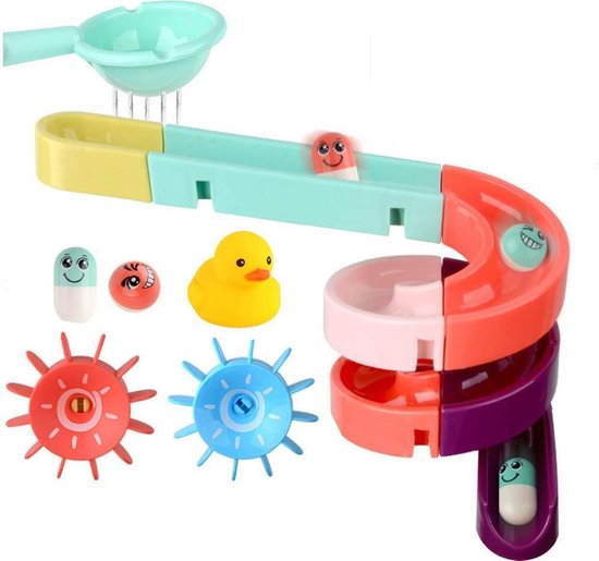 Bad Speelgoed | Knikkerbaan | Water Knikkerbaan | Kleef Speelgoed Baan| Kinder Waterspeelgoed | 24 Delig van Toi-Toys
