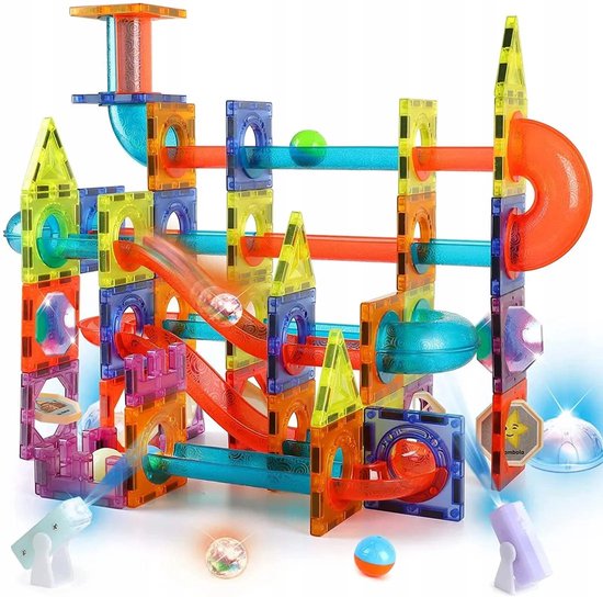 Bajkowy Kuferek - Magnetische Knikkerbaan - 110 Elementen - Neodymium Magneten - Creativiteit Stimuleren van Merkloos