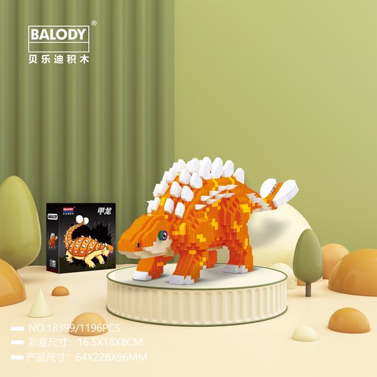 Balody Ankylosaurus - Nanoblocks / miniblocks - Bouwset / 3D puzzel - 1196 bouwsteentjes - Balody 18399 van Balody
