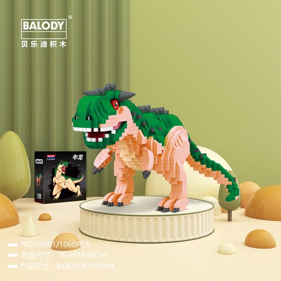 Balody Carnotaurus - Nanoblocks / miniblocks - Bouwset / 3D puzzel - 1060 bouwsteentjes - Balody 18401 van Balody