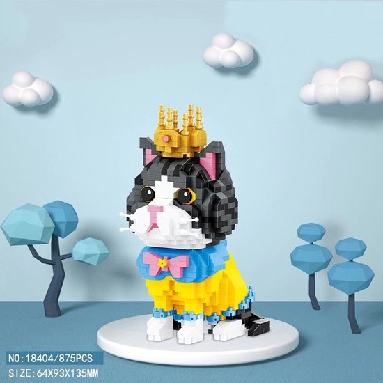 Balody Crowned Cat - Nanoblocks / miniblocks - Bouwset / 3D puzzel - 875 bouwsteentjes - Balody 18404 van Balody