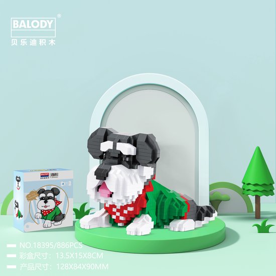 Balody Schnauzer - Nanoblocks / miniblocks - Bouwset / 3D puzzel - 886 bouwsteentjes - Balody 18395 van Balody