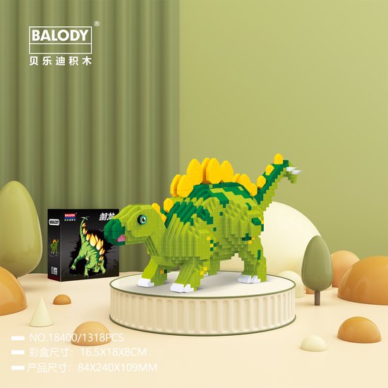 Balody Stegosaurus - Nanoblocks / miniblocks - Bouwset / 3D puzzel - 1318 bouwsteentjes - Balody 18400 van Balody