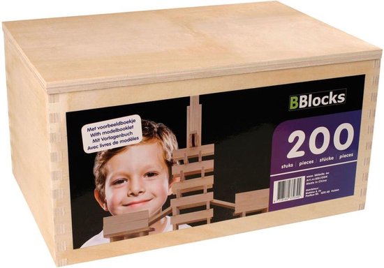 BBlocks Bouwplankjes bruin hout 200 st BBLO890200 van BBlocks