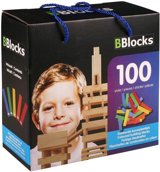 BBlocks Bouwplankjes meerkleurig hout 100 st BBLO890099 van BBlocks