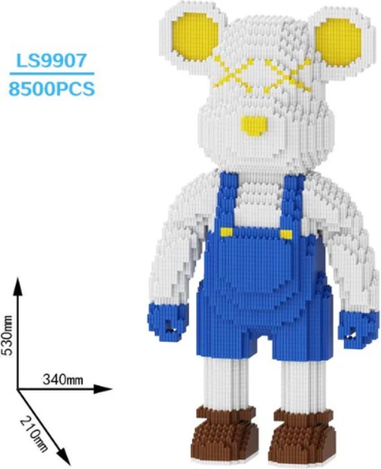 Beer in overal - 53 cm - bouwset - Building blocks - Magic blocks van Merkloos