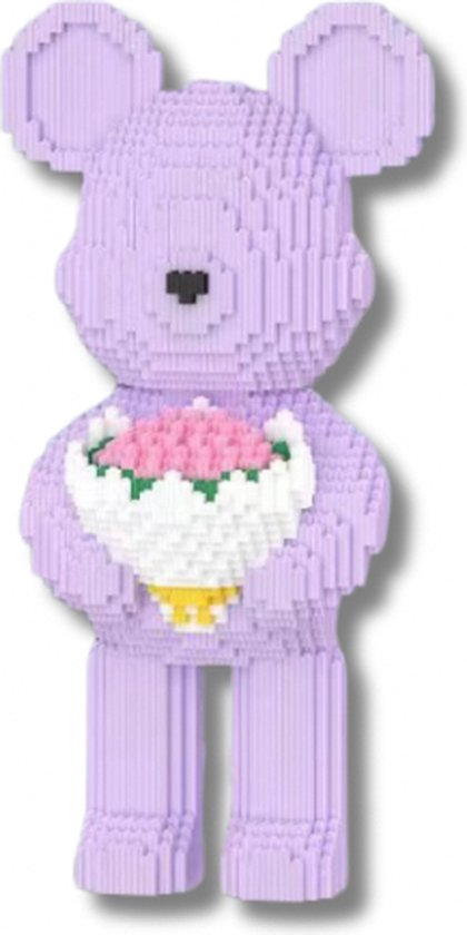 Beer met bloemen - 47 cm - bouwset - Building blocks - Magic blocks van WiseBig
