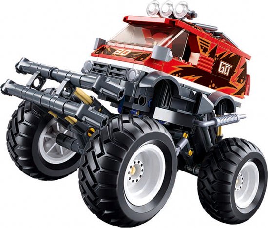 Bigfoot rood Sluban: 261 stuks - Monster Truck - Pull Back serie - van BIG