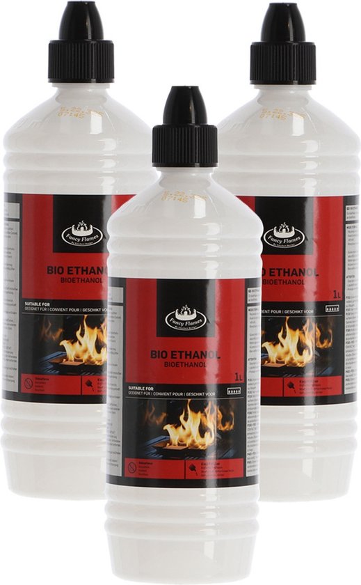 Bio ethanol voor sfeer en tafelhaarden - 3x - 1 liter - voor binnen en buiten van Qlima